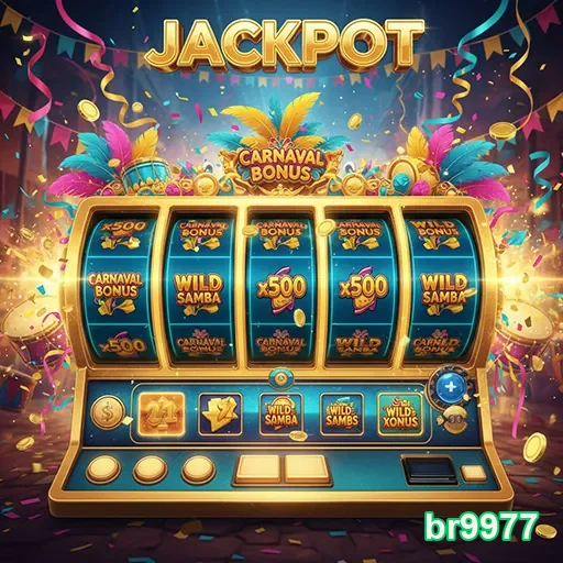 Slot do jackpot no Carnaval da br9977, apresentando cores vibrantes e símbolos festivos.